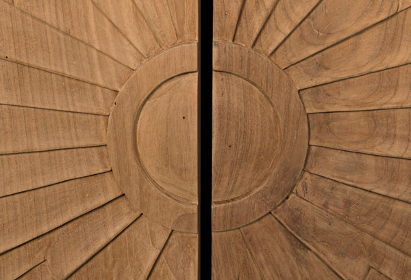 Noir Ra Sideboard: Hand-Carved Mid-Century Modern Buffet in Hand-Rubbed Black & Teak with Ample Storage GCON280HBT