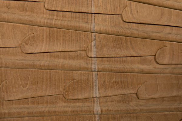 Noir Ra Sideboard: Hand-Carved Mid-Century Modern Buffet in Hand-Rubbed Black & Teak with Ample Storage GCON280HBT