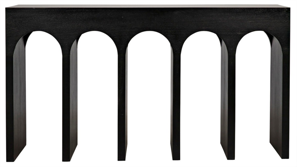 Noir Bridge Console Table – Elegant Architectural Design with Durable Mahogany & Versatile Use for Any Space Hand Rubbed Black GCON287HB