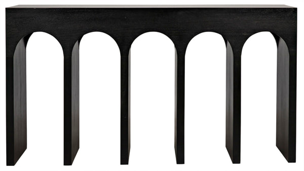 Noir Bridge Console Table – Elegant Architectural Design with Durable Mahogany & Versatile Use for Any Space Hand Rubbed Black GCON287HB