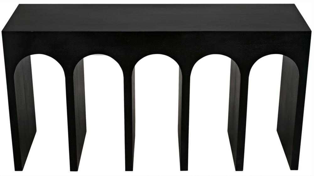 Noir Bridge Console Table – Elegant Architectural Design with Durable Mahogany & Versatile Use for Any Space Hand Rubbed Black GCON287HB