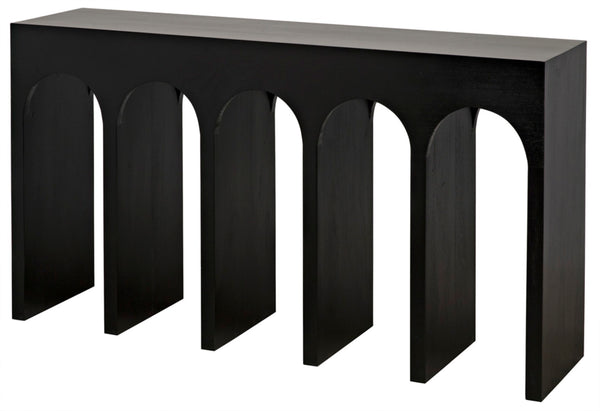 Noir Bridge Console Table – Elegant Architectural Design with Durable Mahogany & Versatile Use for Any Space Hand Rubbed Black GCON287HB