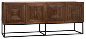 Noir Lanon Modern Minimalist Sideboard with Hand-Carved Details and Durable Iron Base for Versatile Storage GCON289DW