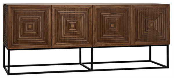 Noir Lanon Modern Minimalist Sideboard with Hand-Carved Details and Durable Iron Base for Versatile Storage GCON289DW