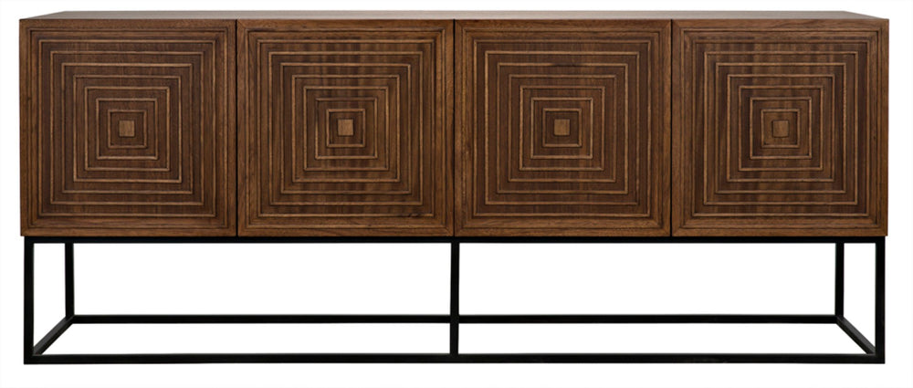 Noir Lanon Modern Minimalist Sideboard with Hand-Carved Details and Durable Iron Base for Versatile Storage GCON289DW