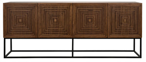 Noir Lanon Modern Minimalist Sideboard with Hand-Carved Details and Durable Iron Base for Versatile Storage GCON289DW
