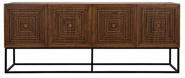 Noir Lanon Modern Minimalist Sideboard with Hand-Carved Details and Durable Iron Base for Versatile Storage GCON289DW