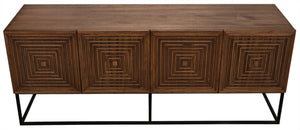 Noir Lanon Modern Minimalist Sideboard with Hand-Carved Details and Durable Iron Base for Versatile Storage GCON289DW