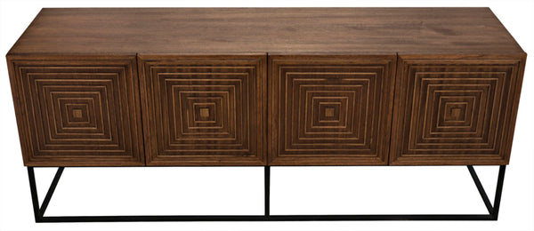 Noir Lanon Modern Minimalist Sideboard with Hand-Carved Details and Durable Iron Base for Versatile Storage GCON289DW