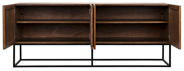 Noir Lanon Modern Minimalist Sideboard with Hand-Carved Details and Durable Iron Base for Versatile Storage GCON289DW