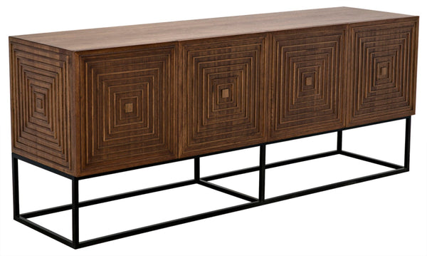 Noir Lanon Modern Minimalist Sideboard with Hand-Carved Details and Durable Iron Base for Versatile Storage GCON289DW