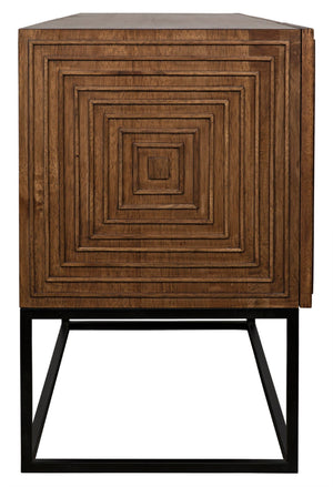 Noir Lanon Modern Minimalist Sideboard with Hand-Carved Details and Durable Iron Base for Versatile Storage GCON289DW
