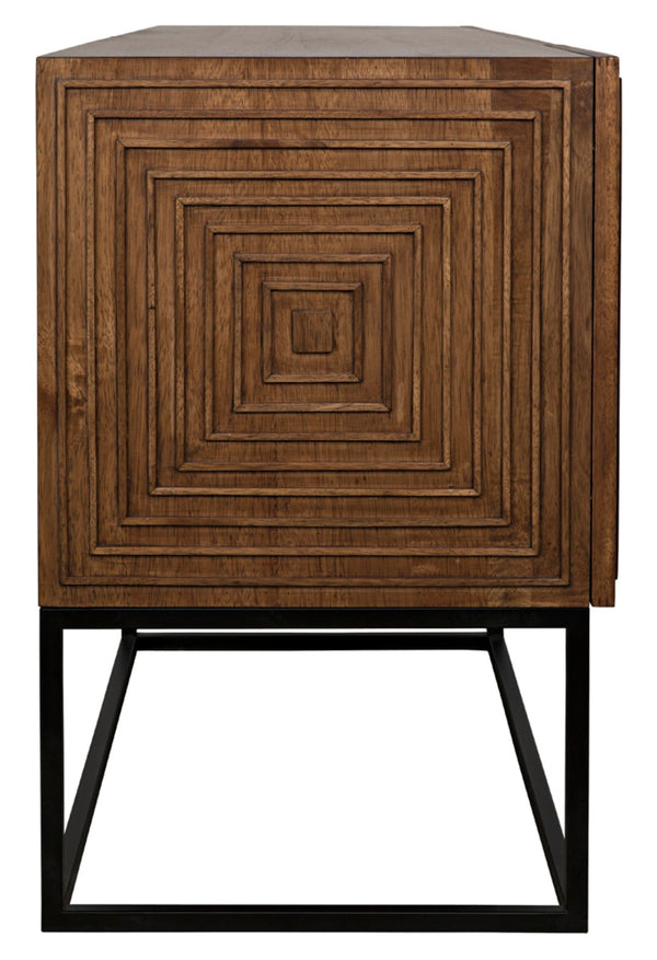 Noir Lanon Modern Minimalist Sideboard with Hand-Carved Details and Durable Iron Base for Versatile Storage GCON289DW