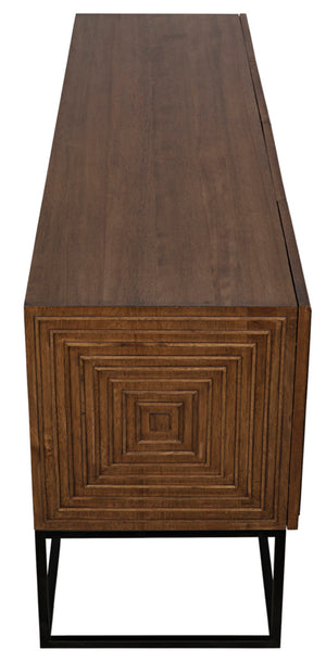 Noir Lanon Modern Minimalist Sideboard with Hand-Carved Details and Durable Iron Base for Versatile Storage GCON289DW