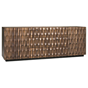 Noir Alameda Solid Walnut Sideboard with Hand Carved Doors and Drawers for Dining Room Storage 81.5W x 23D x 30.5H GCON295DW
