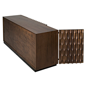 Alameda Solid Walnut Sideboard with Hand Carved Doors and Drawers for Dining Room Storage