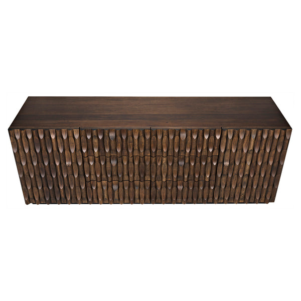 Alameda Solid Walnut Sideboard with Hand Carved Doors and Drawers for Dining Room Storage