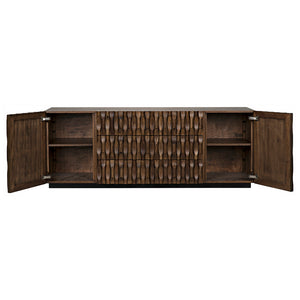 Alameda Solid Walnut Sideboard with Hand Carved Doors and Drawers for Dining Room Storage