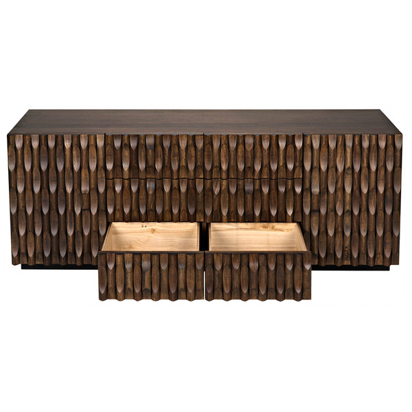 Alameda Solid Walnut Sideboard with Hand Carved Doors and Drawers for Dining Room Storage