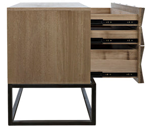 Noir Draco Sideboard - Artisanal Washed Walnut Design with Iron Stand for Modern Living & Dining Spaces GCON301WAW