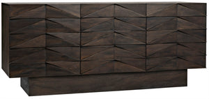 Noir Drake Sideboard: Elegant Modern Design with Hand-Carved Details and Nine Spacious Drawers for Storage Ebony Walnut GCON306EB