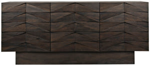 Noir Drake Sideboard: Elegant Modern Design with Hand-Carved Details and Nine Spacious Drawers for Storage Ebony Walnut GCON306EB