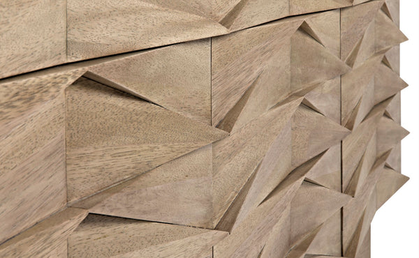 Noir Drake Sideboard: Elegant Modern Design with Hand-Carved Details and Nine Spacious Drawers for Storage Washed Walnut GCON306WAW