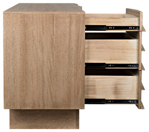 Noir Drake Sideboard: Elegant Modern Design with Hand-Carved Details and Nine Spacious Drawers for Storage Washed Walnut GCON306WAW