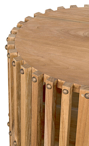 Noir Consuela Console Table in Teak - Timeless Tropical Elegance with Curved Sides & Brass Nailhead Trim GCON319T