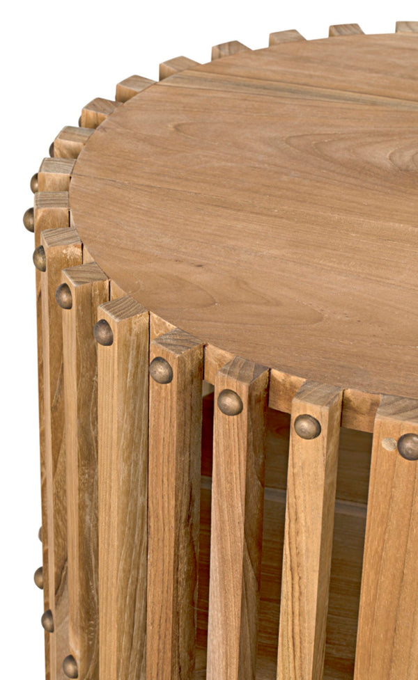 Noir Consuela Console Table in Teak - Timeless Tropical Elegance with Curved Sides & Brass Nailhead Trim GCON319T