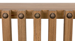 Noir Consuela Console Table in Teak - Timeless Tropical Elegance with Curved Sides & Brass Nailhead Trim GCON319T