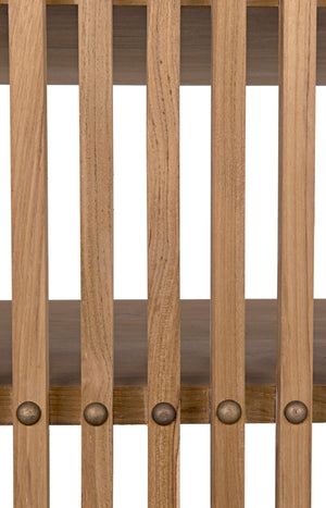 Noir Consuela Console Table in Teak - Timeless Tropical Elegance with Curved Sides & Brass Nailhead Trim GCON319T