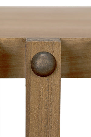 Noir Consuela Console Table in Teak - Timeless Tropical Elegance with Curved Sides & Brass Nailhead Trim GCON319T