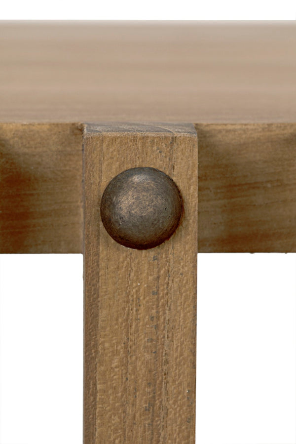 Noir Consuela Console Table in Teak - Timeless Tropical Elegance with Curved Sides & Brass Nailhead Trim GCON319T