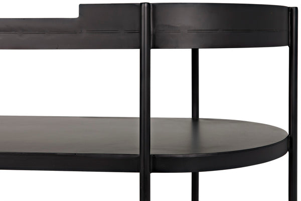 Noir Cassio Console Table - Black Iron Mid-Century Modern Design with Open Shelves for Stylish Storage GCON321MTB