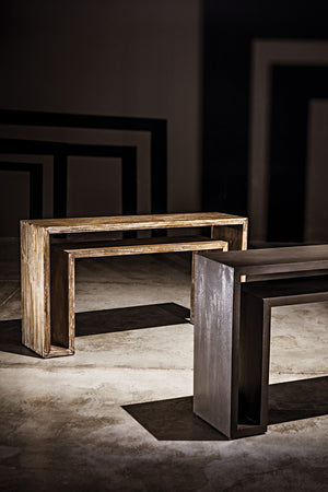 Noir Caine Console Table - Handcrafted Solid Mahogany Design for Entryways and Modern Interiors, 56" Wide Pale GCON325P