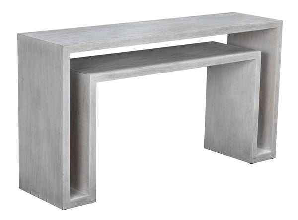 Noir Caine Console Table - Handcrafted Solid Mahogany Design for Entryways and Modern Interiors, 56" Wide White Wash GCON325WH