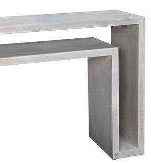 Noir Caine Console Table - Handcrafted Solid Mahogany Design for Entryways and Modern Interiors, 56" Wide White Wash GCON325WH