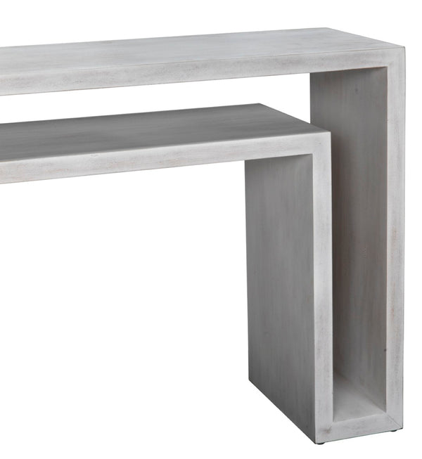 Noir Caine Console Table - Handcrafted Solid Mahogany Design for Entryways and Modern Interiors, 56" Wide White Wash GCON325WH
