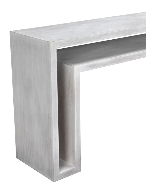 Noir Caine Console Table - Handcrafted Solid Mahogany Design for Entryways and Modern Interiors, 56" Wide White Wash GCON325WH