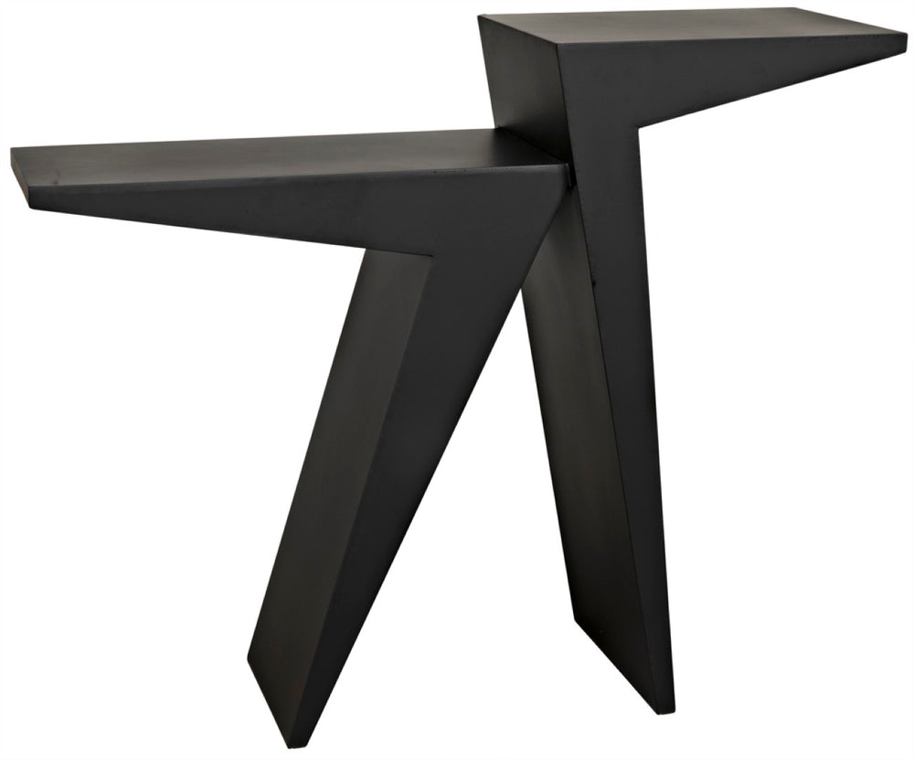 Noir Steam Black Iron Console Table - Handcrafted Industrial Elegance for Modern Entryways & Living Rooms GCON328MTB