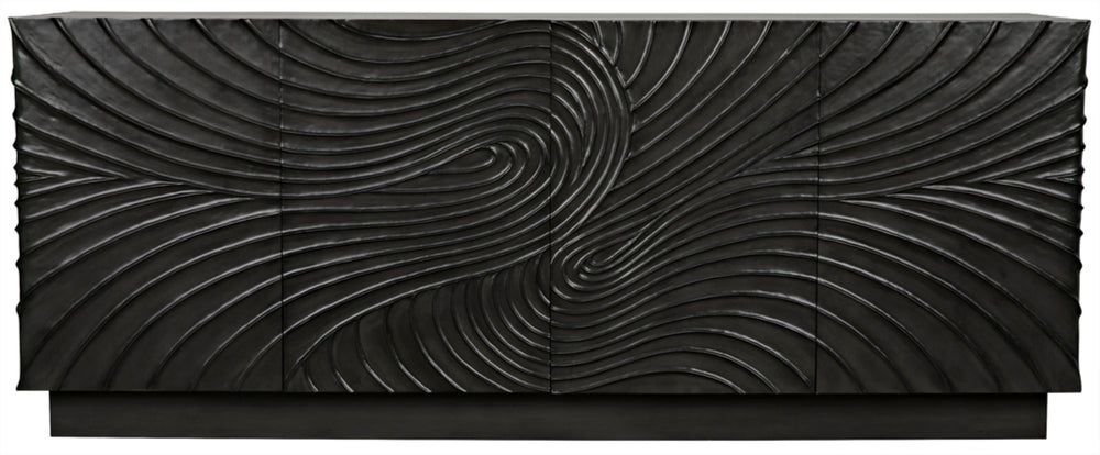 Noir Cavalier Sideboard: Exquisite Mahogany Design with Hand-Carved Doors for Elegant Storage Solutions Pale GCON333P