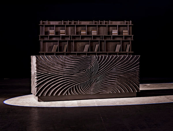 Noir Cavalier Sideboard: Exquisite Mahogany Design with Hand-Carved Doors for Elegant Storage Solutions Pale GCON333P