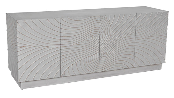 Noir Cavalier Sideboard: Exquisite Mahogany Design with Hand-Carved Doors for Elegant Storage Solutions White Wash GCON333WH