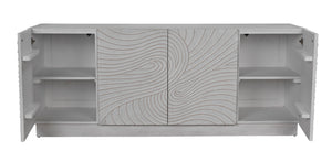 Noir Cavalier Sideboard: Exquisite Mahogany Design with Hand-Carved Doors for Elegant Storage Solutions White Wash GCON333WH