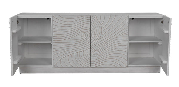 Noir Cavalier Sideboard: Exquisite Mahogany Design with Hand-Carved Doors for Elegant Storage Solutions White Wash GCON333WH