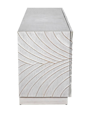 Noir Cavalier Sideboard: Exquisite Mahogany Design with Hand-Carved Doors for Elegant Storage Solutions White Wash GCON333WH