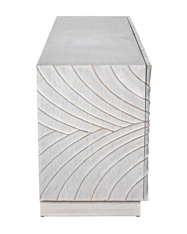 Noir Cavalier Sideboard: Exquisite Mahogany Design with Hand-Carved Doors for Elegant Storage Solutions White Wash GCON333WH