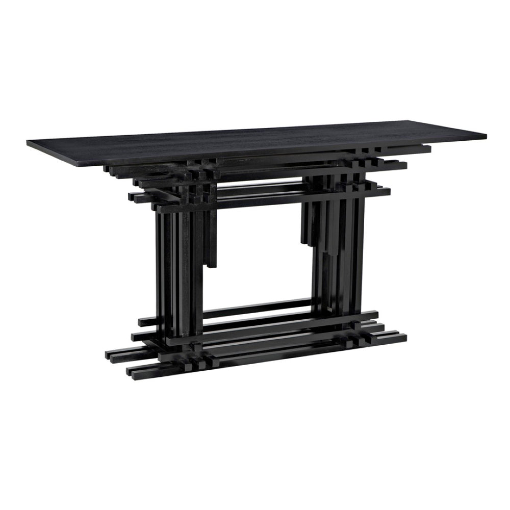 Noir Loyd Console Table - Hand Rubbed Black Mahogany, Timeless Design for Entryway & Living Room Use GCON339HB
