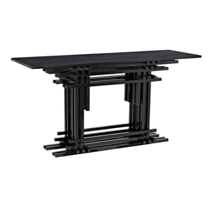 Noir Loyd Console Table - Hand Rubbed Black Mahogany, Timeless Design for Entryway & Living Room Use GCON339HB